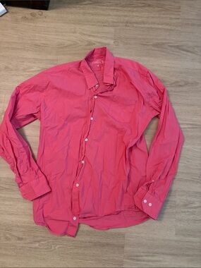 Men's Casual Long-Sleeve Button-Down Shirt in Pink